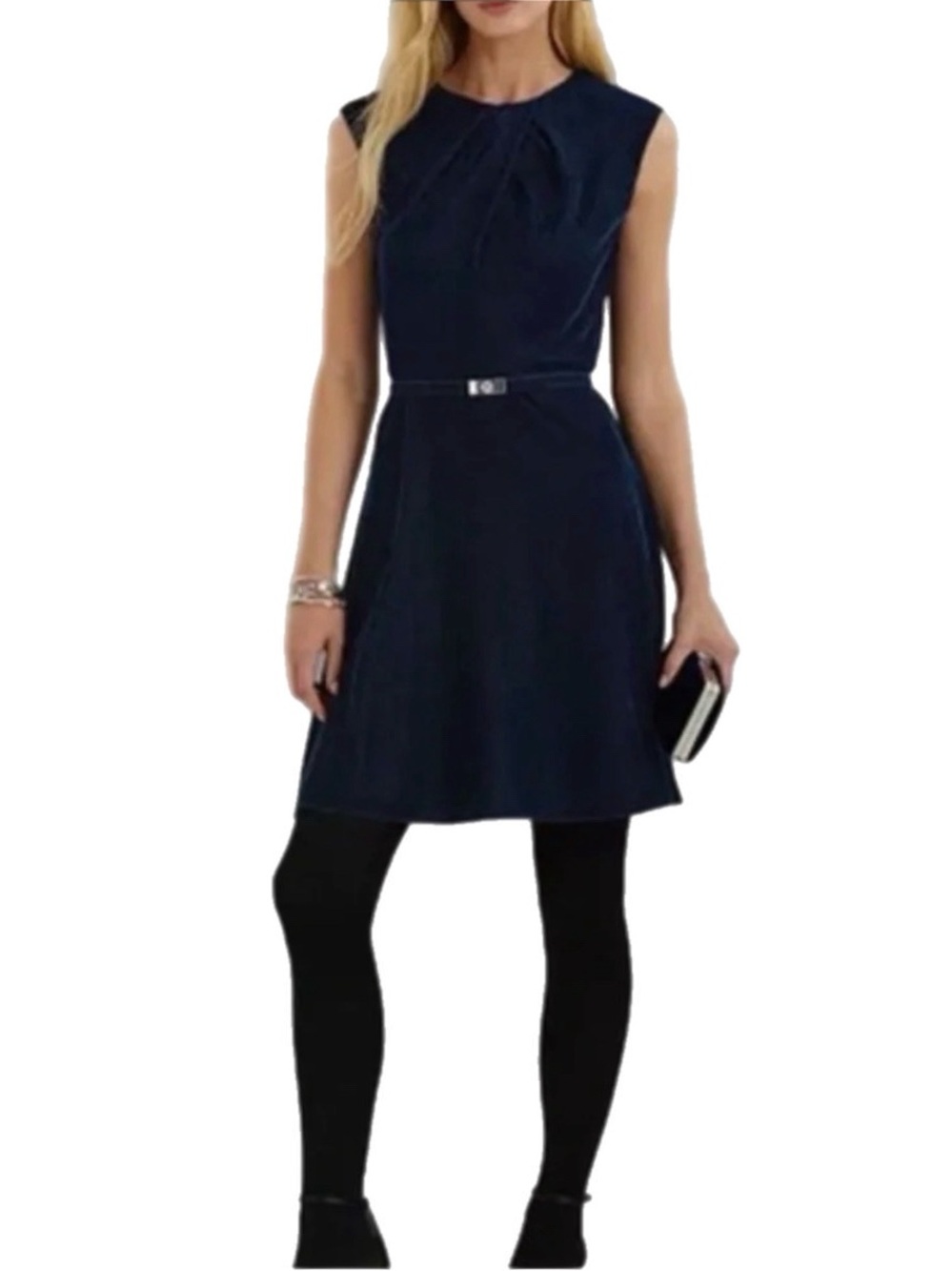 Lauren Ralph Lauren Navy Sheath Dress with Belt Career Cocktail